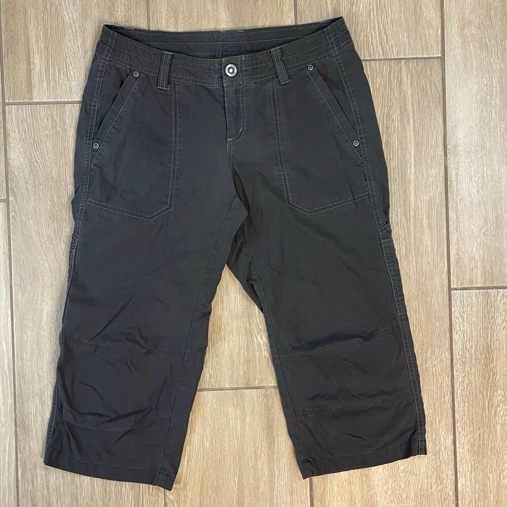 KÜHL Womens Free Range Cotton Blend Utility Hiking Cargo Capris Dark Gray Size 4